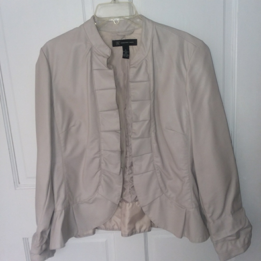 Leather ruffeled jacket